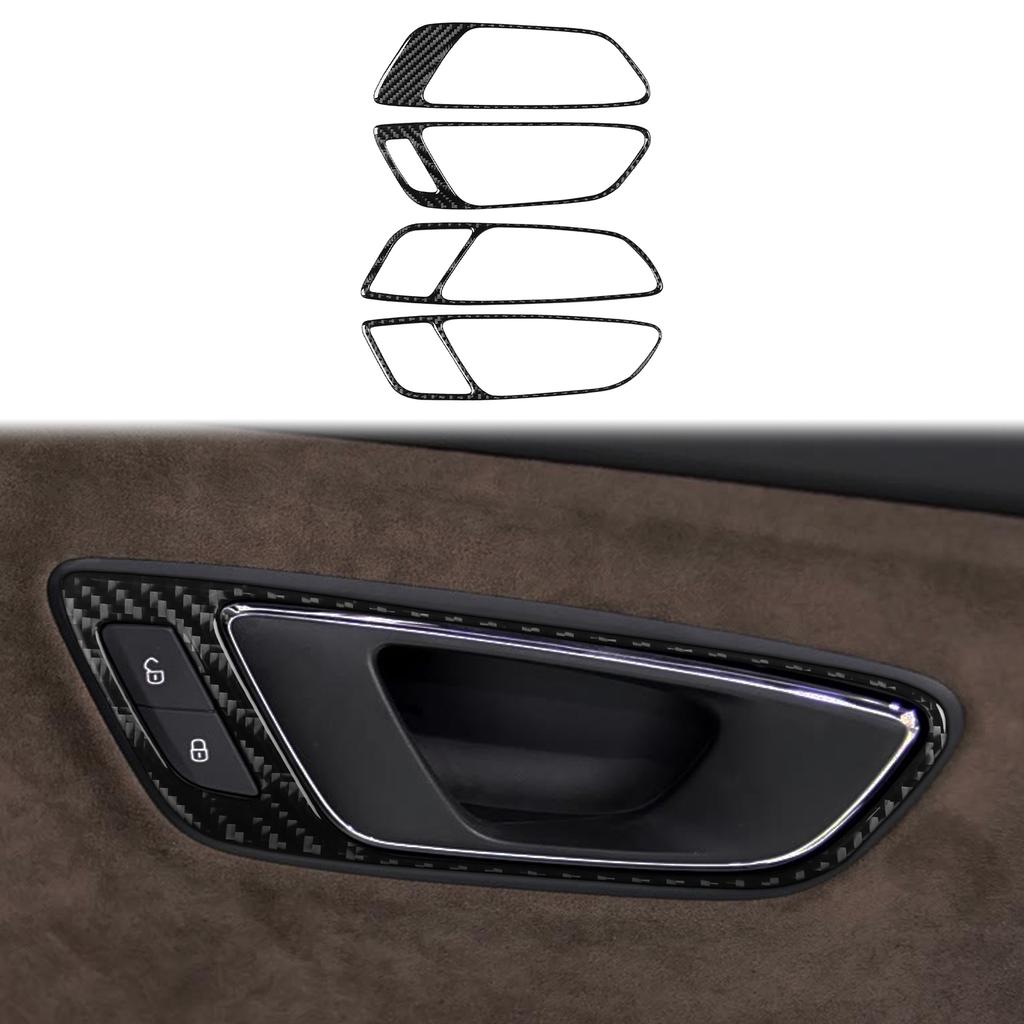 For Seat Leon MK3 2013 2014 2015 LHD RHD Car Door Handle Panel Trim Real Soft Carbon Fiber Sticker
