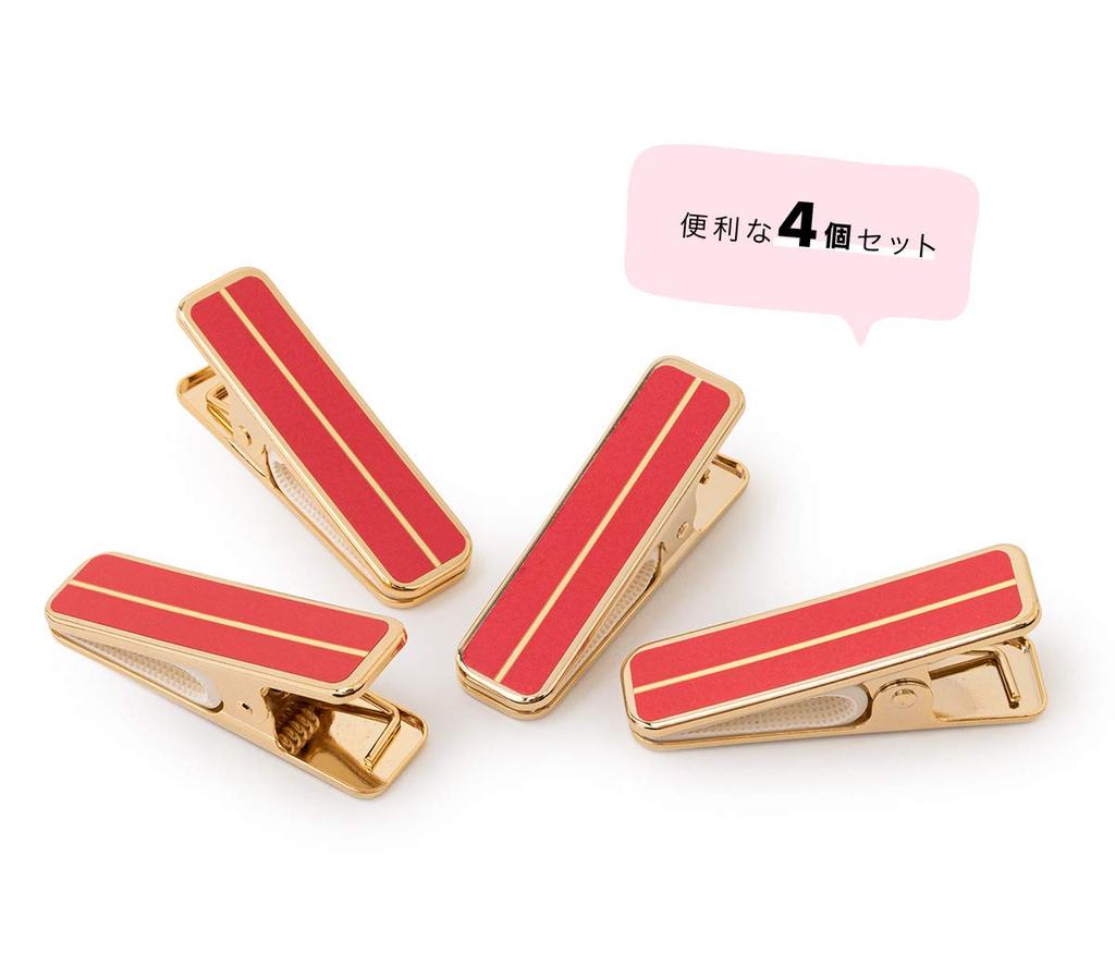 [SOUBIEN] Soubien Kimono Dressing Accessories: Kimono Clips, Handy Clips, Collar Clips, All-Season, Small Size, 4-Piece Set, Vermilion