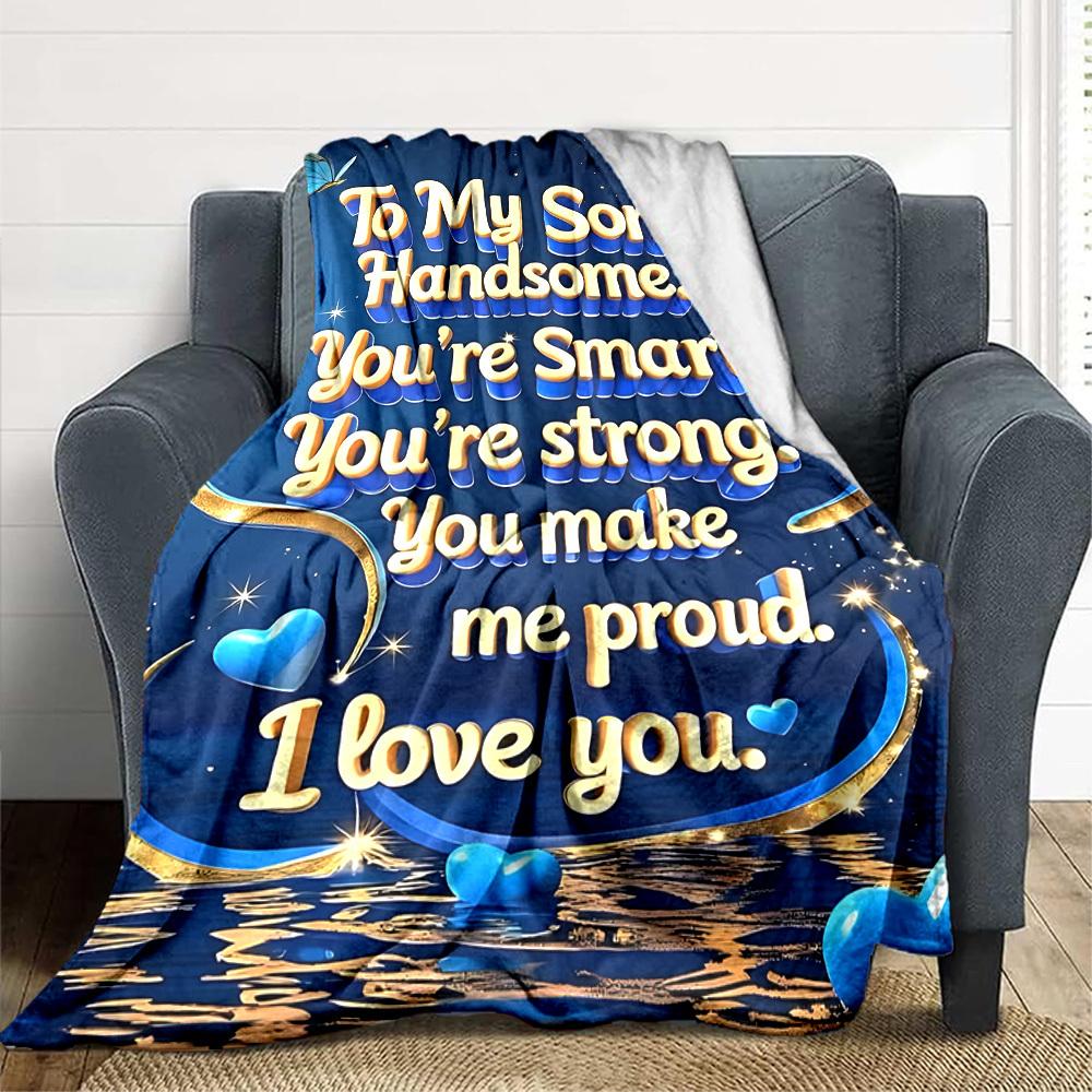 1PC Son Love Message Print Blanket, Soft Throw Blanket - Warm & Cozy for Couch, Bed, Office, and Travel yy250912187