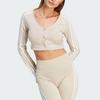 adidas Originals Women's Adicolor Classics 3-Stripes Button Long Sleeve Tee Wonder Beige II0708