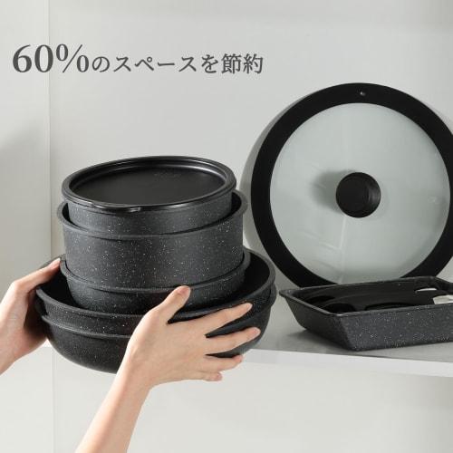 CAROTE 12-Piece Frying Pan Set, Induction and Gas Compatible, Free of Harmful Substances like PFOA, Professional Grade, 5-Layer Construction, Lightwei