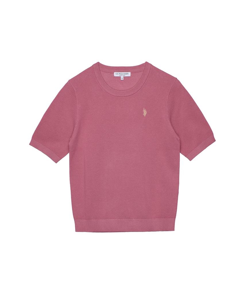 USPOLOASSN Cotton Short Sleeve Round Knit_Deep Pink