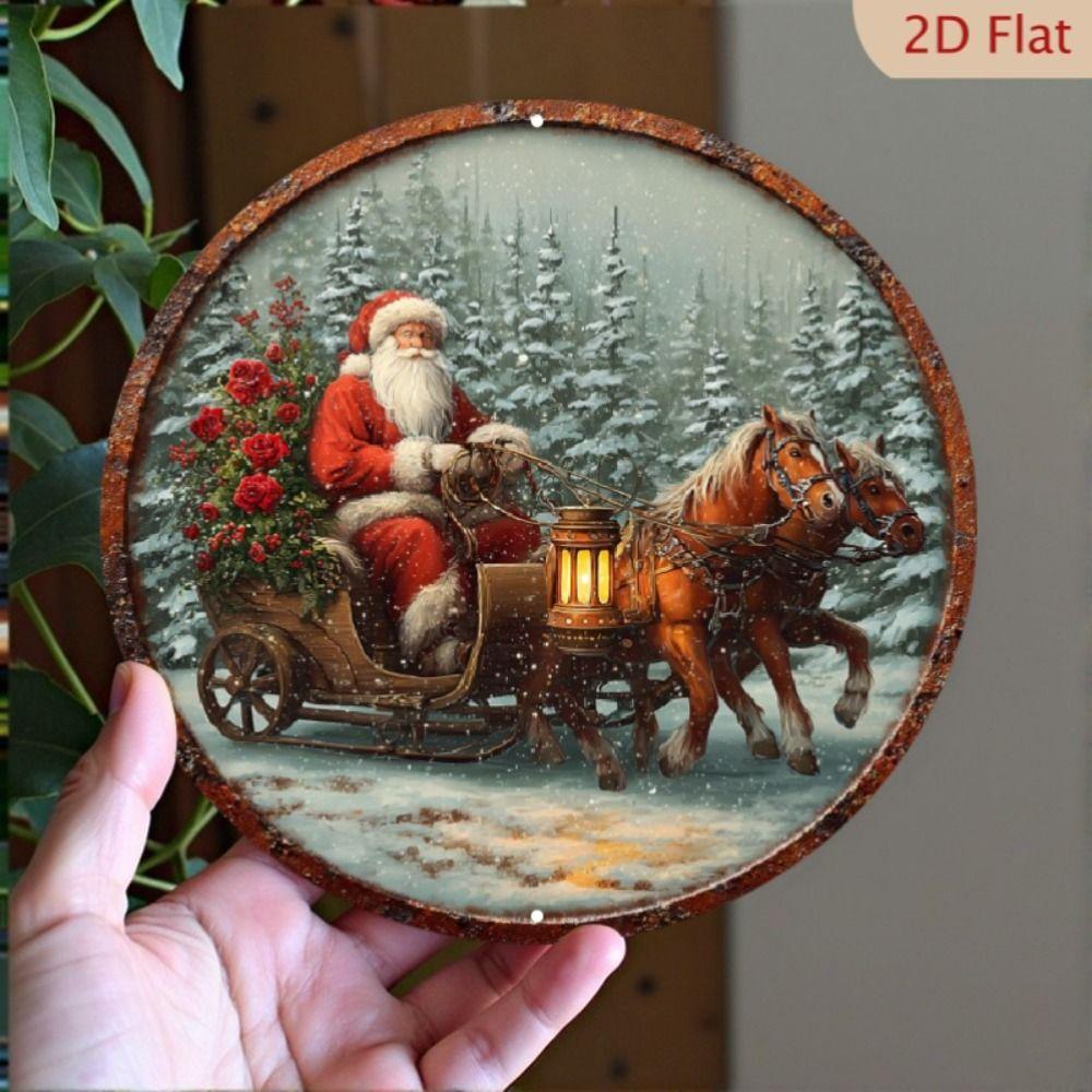 Vintage Metal Sign Blue Deer Merry Christmas Retro Tin Plate Wall Decor Home Holiday Gift 20 Cm