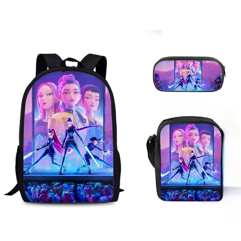 Witch Hunters Three-Piece Pencil Case Satchel Bag Kpopdemonhunters Student Bag Three piece set