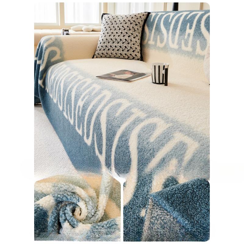 

Чехол на диван, полотенце, осенне-зимний утолщенный флис, простой современный чехол для дивана, новинка 2024, подушка для дивана 180*130