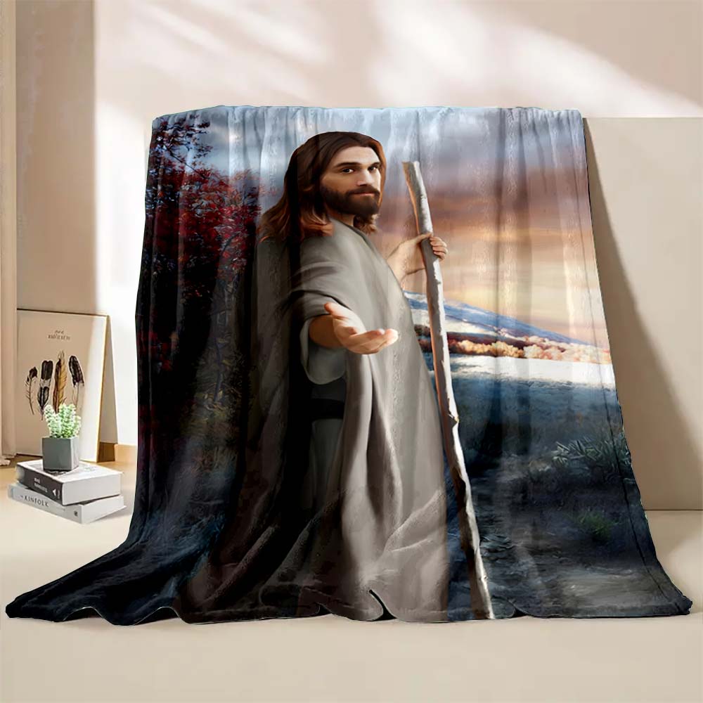 

6 Sizes God Jesus Believer Pray Printed Blanket Soft and Comfortable Home Travel Blanket Adult and Child Warm Blanket Catholic 75x90cm
