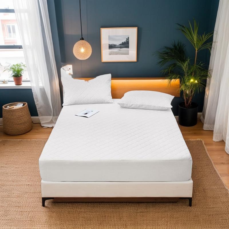 Solid Color Waterproof Thickening Mattress Protector Pad King Machine Washable Four All-Season Universal Not Included Pillowcase