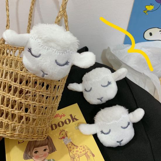 Cute Girls 3D Plush Lamb Elastic Hair Rope Ponytail Holder Brooch