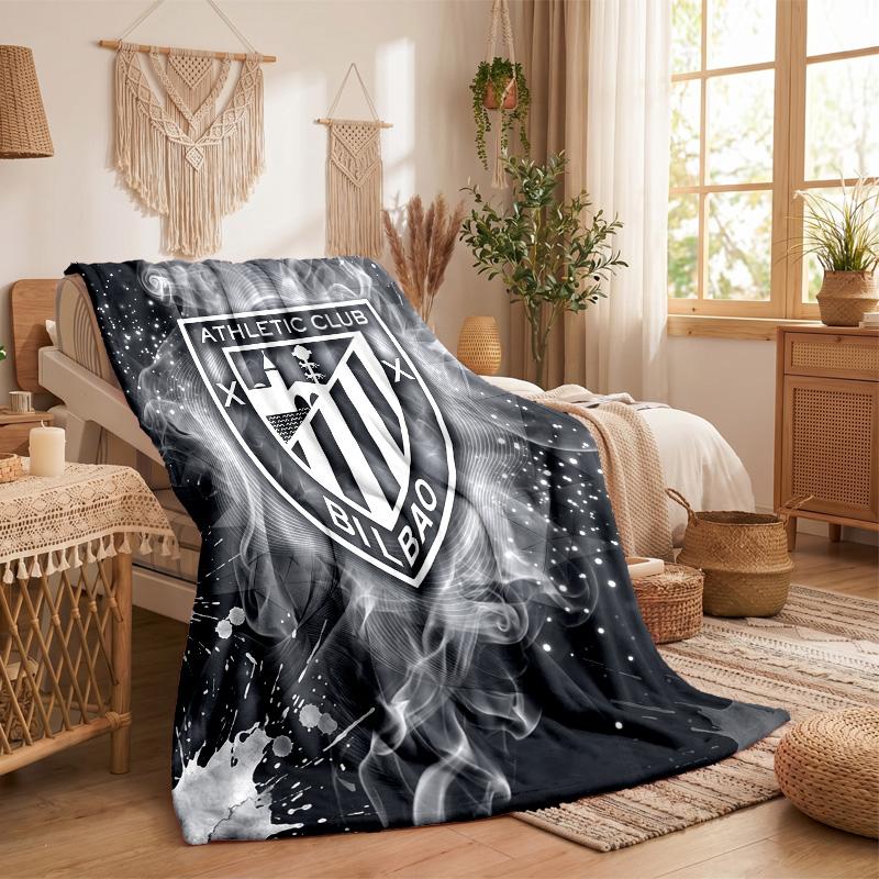 Athletic Bilbao Voetbal Print Flanellen Deken Zacht Warm Sofa Bed Plaid Deken Voor Huis Kantoor Slaapkamer