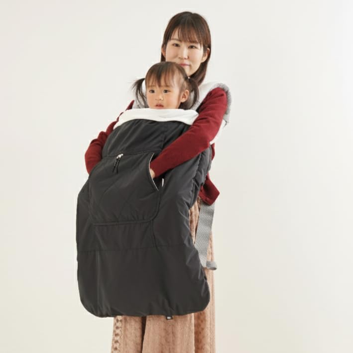 Ange Smile Baby Carrier Cape Stroller Cover, Water-Repellent, Cold Weather Protection (Black)