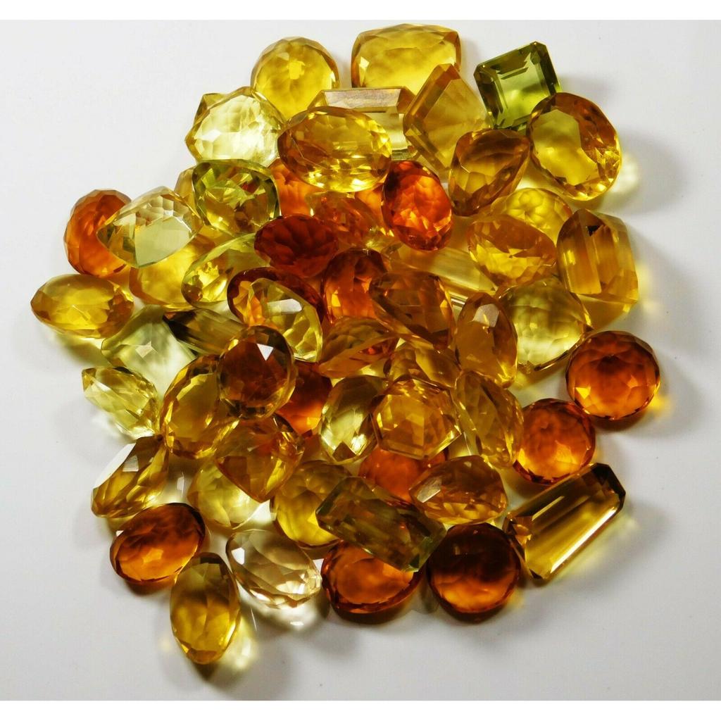 100 Ct Natural Citrine Gemstone Lot Yellow Mix Color & Shape Loose Lot