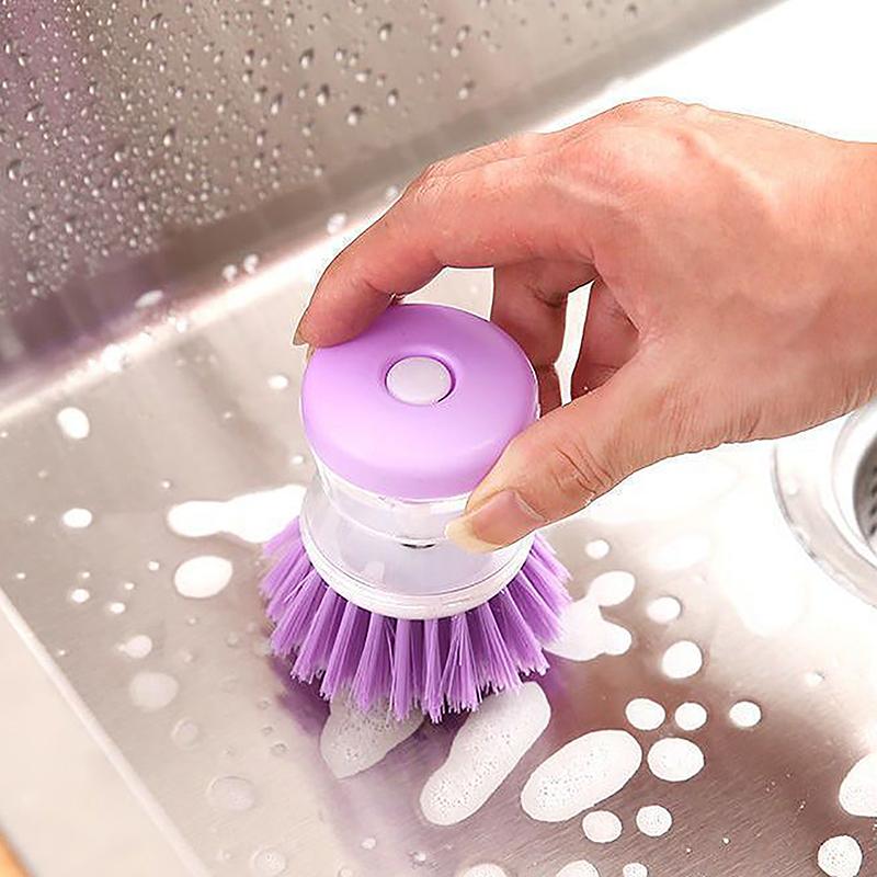 Kitchen Wash Pot Dish Brush Washing Utensils With Washing Up Liquid Soap Dispenser Household Kitchen Cleaning Accessories