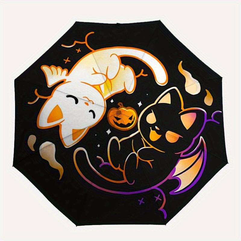 

1pc Halloween Cats Automatic Open/Close, Foldable Compact Umbrella with 8-Rib Shaft, Perfect Gift For Men And Women, Casual Style, Vibrant M