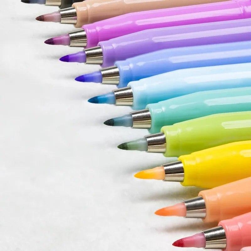 6Pcs Soft Brush Tip Marker Pens Artist Markers Flexible Tip Assorted Colors for Journaling Hand Lettering Calligraphy Draw Practical Use