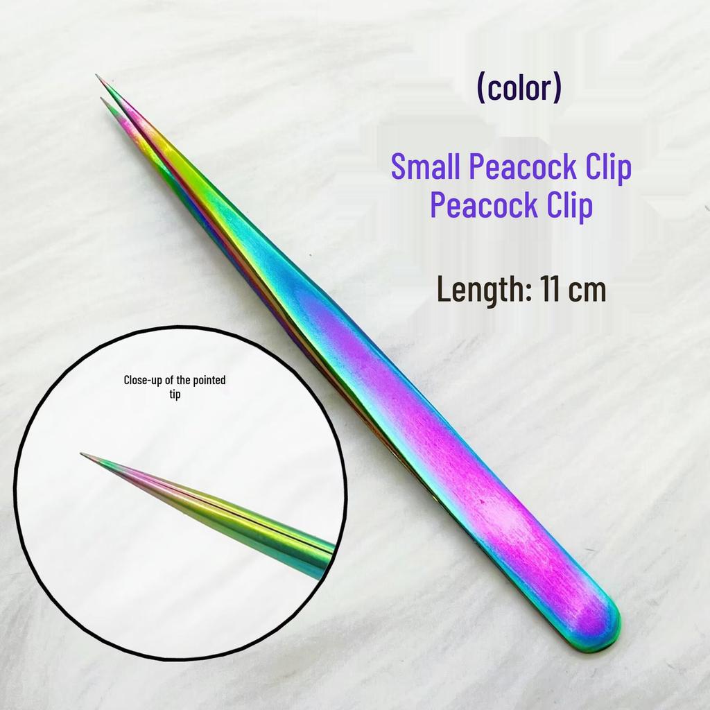 Iridescent High Precision Colored Eyelash Extension Tweezers - Small Straight Tweezers for Blooming & Planting