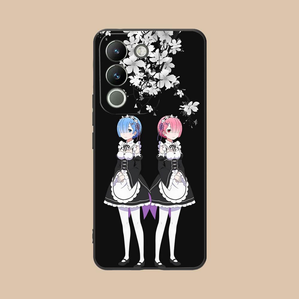 ReZero Rem Ram Matte TPU Mobile Phone Case for VIVO Y77 76 75 74 73 72 58 56 55 51 50 38 36 Y19 Y18 Y03 Y01 5G Colorful Cover