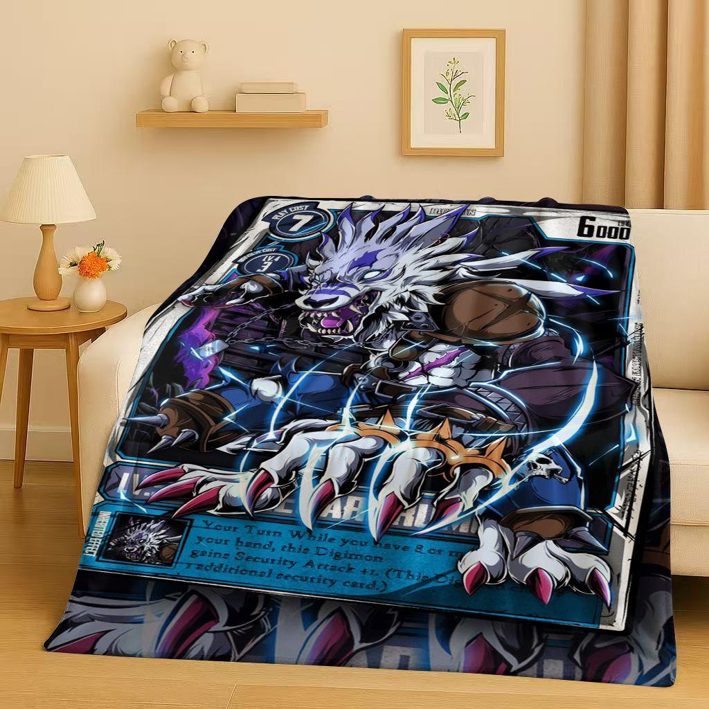 3D Cartoon Digimon Adventure Angemon Flannel Blanket,Soft Warm Plush Throw For Home Bedroom Bed Sofa Cover Picnic Office Kids