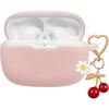 for JBL Vibe Beam 2 / JBL Vibe Beam Case Cover with Cute Cherry Daisy Flower Charm Keychain,Soft Silicone Protective Shock Cover for JBL Vibe 200TWS