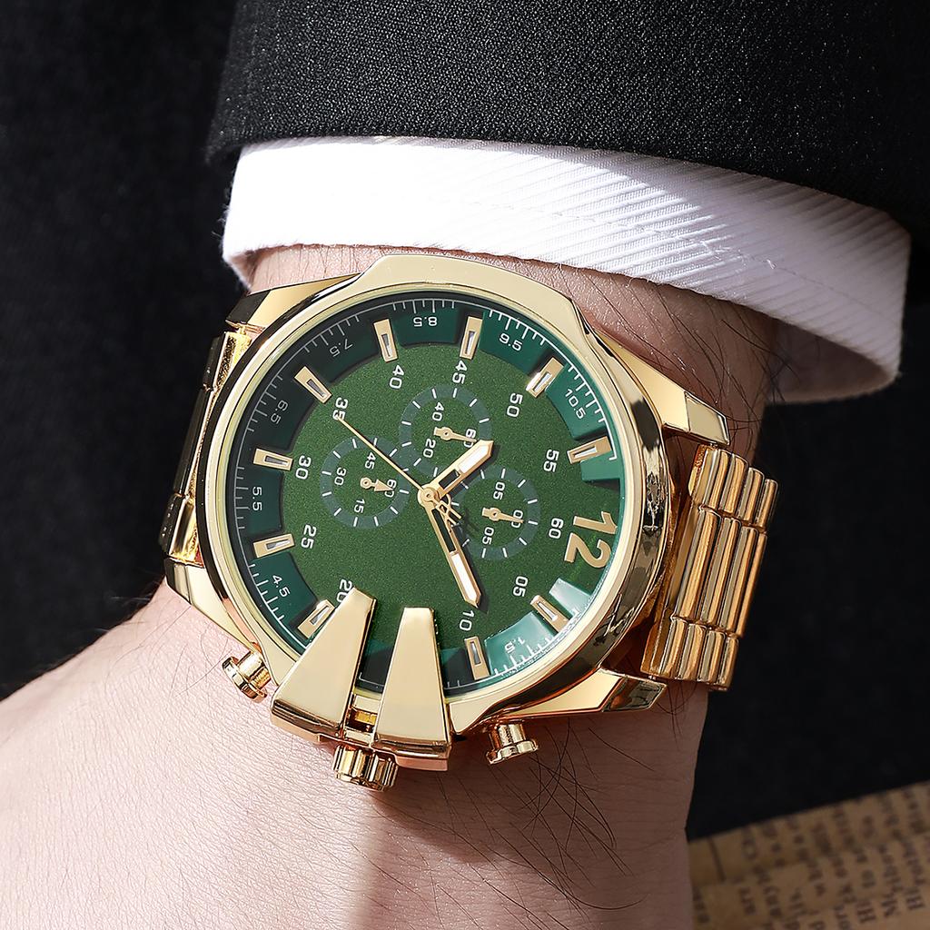 Fashion simple personality alloy strap large dial men's quartz watch, suitable for daily wear, Christmas gifts