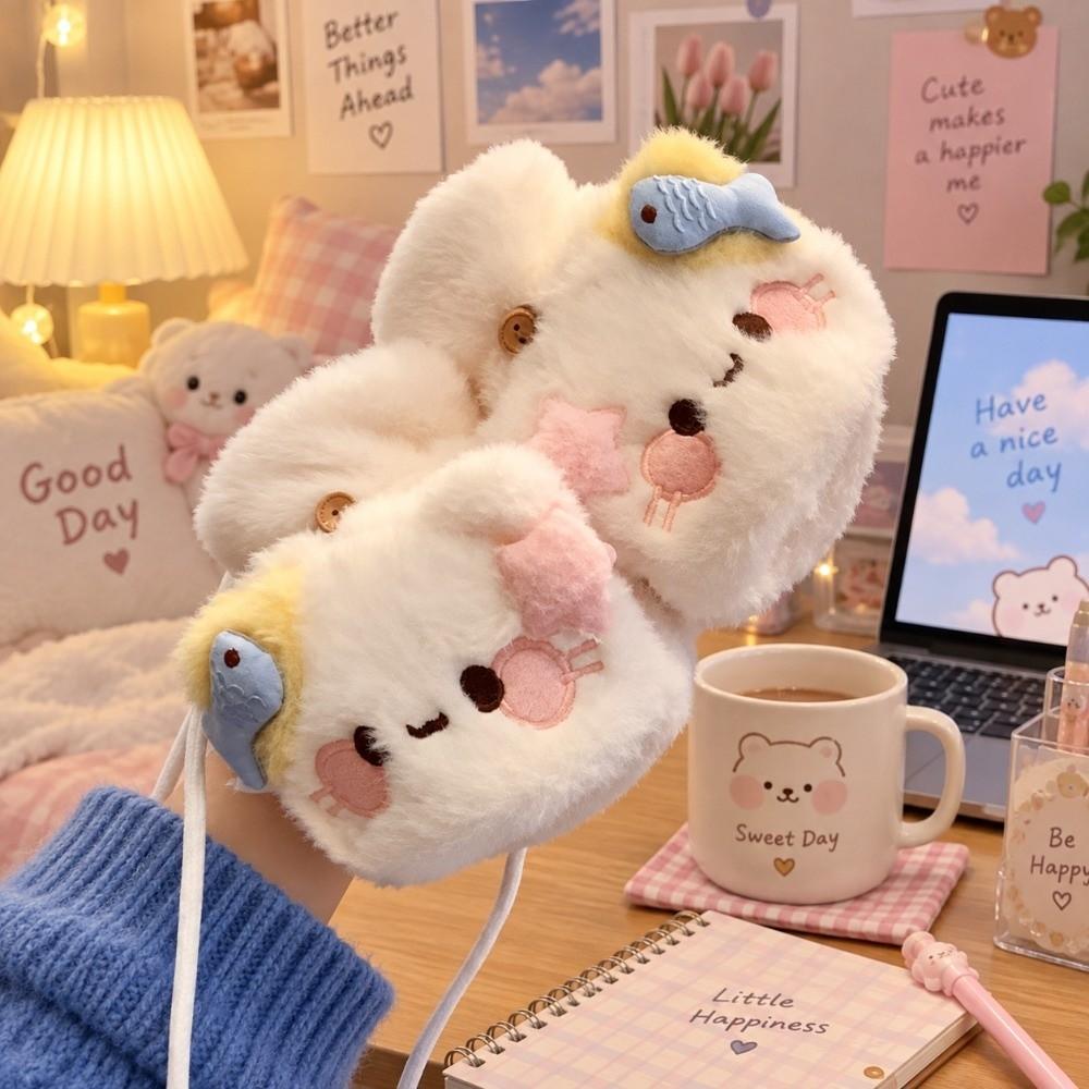 One Size Cartoon Cat Gloves Half Finger Winter Warm Touch Screen Gloves Soft Flip Top Gloves Girls
