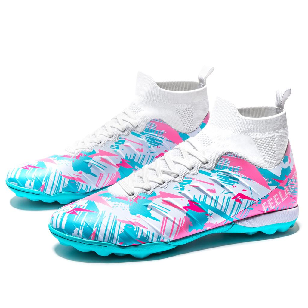 High-Top-Fußballschuhe, gebrochene Nägel, Kunstrasenstollen, Lederfüße, Jungen und Mädchen, Jugendliche, Schüler, Trainingsschuhe