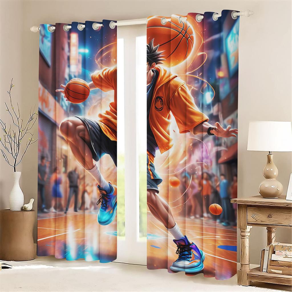 Cartoon Curtain Basketball For Boy 3D Print Bedroom Living Room Window Blackout Partition Style Home Decoration