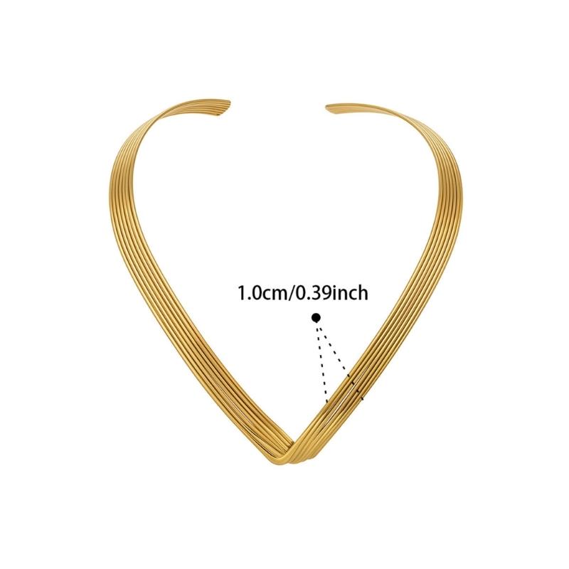 Modern V Neck Collar Jewelry Architectural Styles Stainless Steel Chain For Sensitive Skin