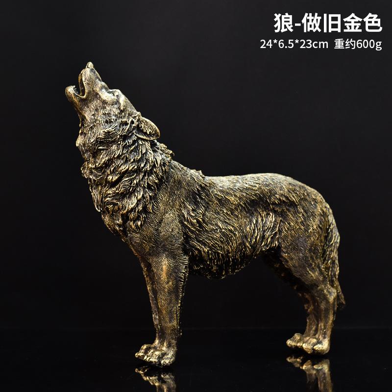 Nordic Creative Resin Animal Wolf Crafts Home Wine Cabinet Living Room Office Wolf Totem Ornament Knickknack