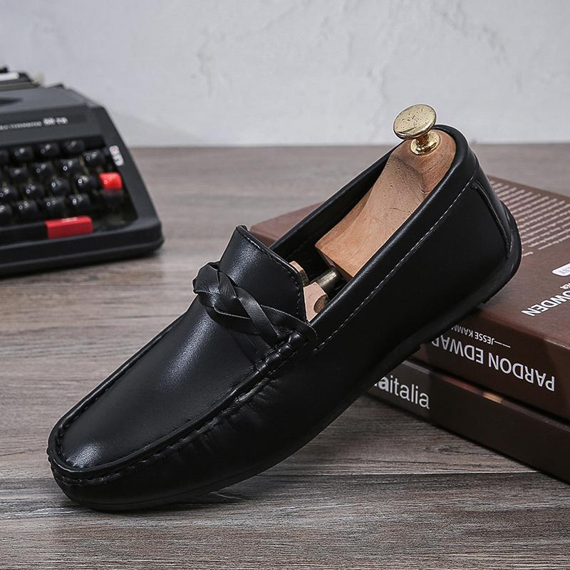 

Высококачественная кожа Мужские лоферы Модные мужские повседневные туфли Слипоны Балетки Удобные туфли-лодочки Легкие туфли для ходьбы и вождения 44 чёрный