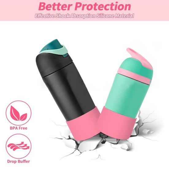 2Pcs Silicone Boot for Owala Bottle 16 Oz Protective Cover for Owala Kids Water Bottle Durable Anti-Slip Bottom Compatible with 14 Oz Stylish Sleeve