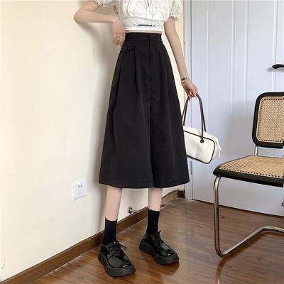 Summer Korean Style Thin 7/10 Length Wide-Leg Pants for Women High-Waist Loose Straight-Leg Versatile Casual Trousers