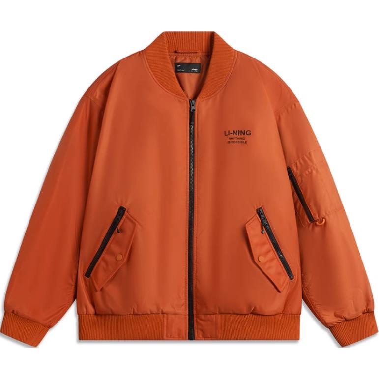 

Li Ning Sport Fashion Series Letter Baseball Collar Zipper Short Sleeve Cotton Jacket Men Jacket Ochre-Orange AJMU185-4