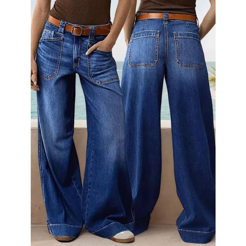 2026 New Women's Loose Fit Wide Leg Straight Jeans, Vintage Slimming Cropped Denim Pants for Casual Daily Wear