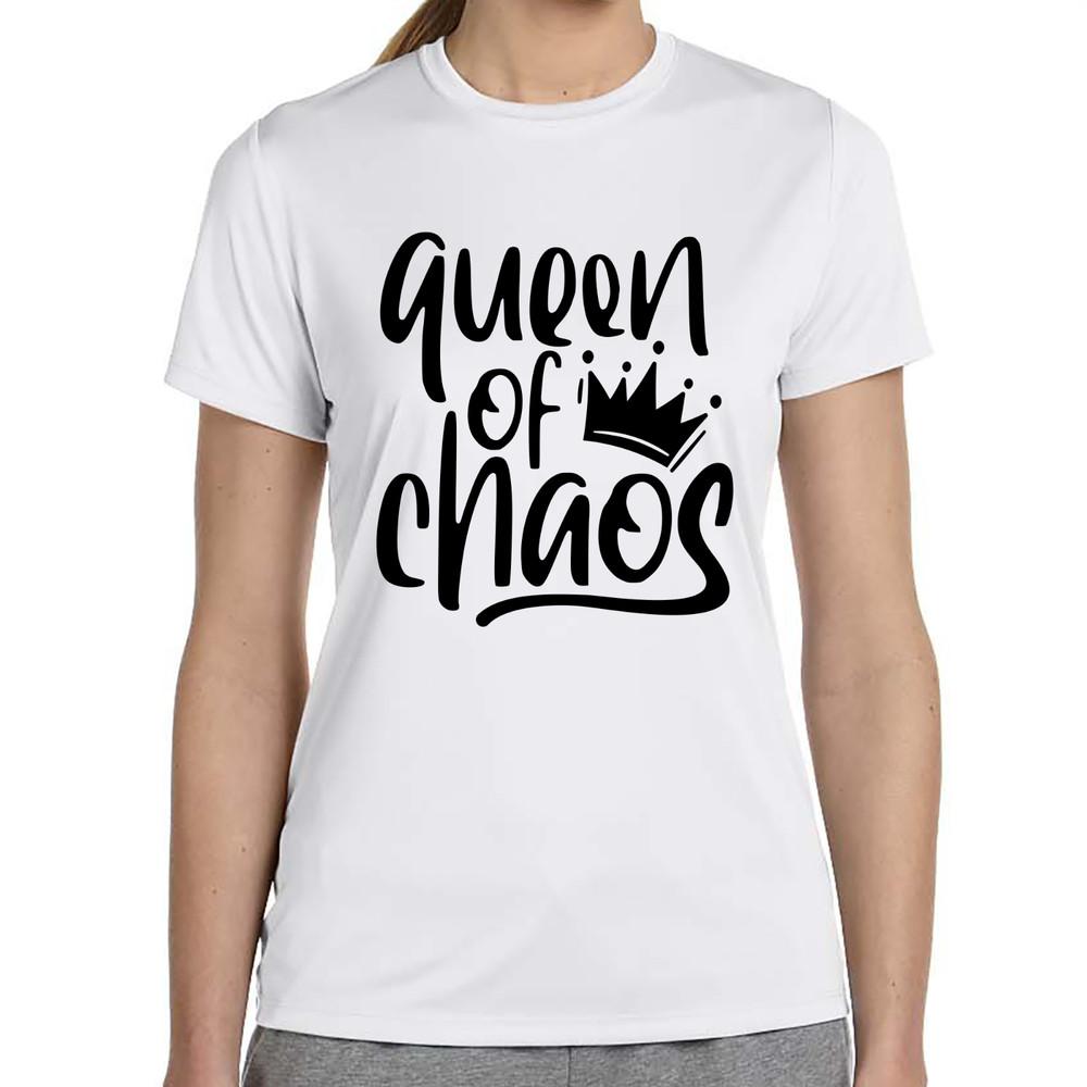 Reine Du Chaos Couronne Citation Citations Comédie Amusement Drôle Femme T-Shirt