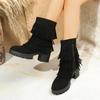 Fashion 2025 New High Quality Sexy Suede Black Tassels Riding Boots Women Winter Side Zipper High Heel Western Fashion Boots