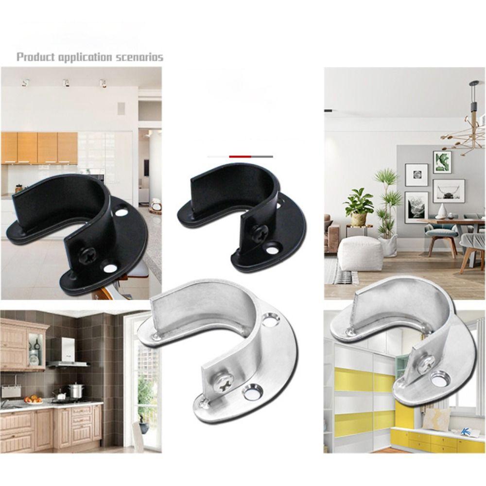High Quality Stainless Steel Flange Seat Fixed Tube Hook Wardrobe Hanger Rod Rod Support Support Bracket Hardware Accessories