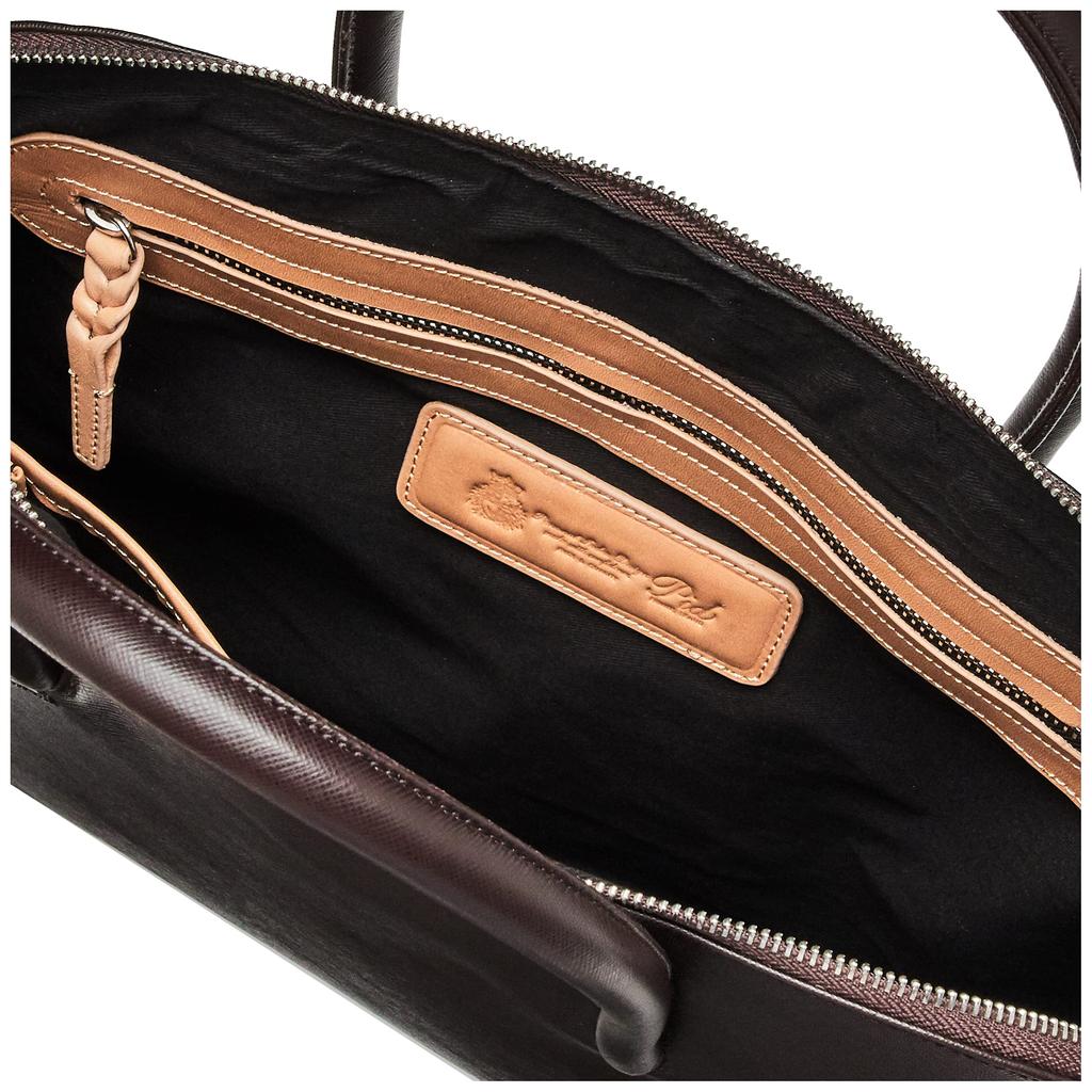 P.I.D. Selva PAP104 Compact Tote Bag, Genuine Leather, Chocolate