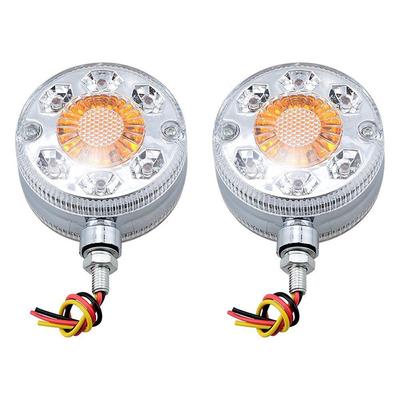 2 LED Round Lights for Installation On Platform, Fender, Truck, Trailer, with Two-way Turn Signal and Brake Light