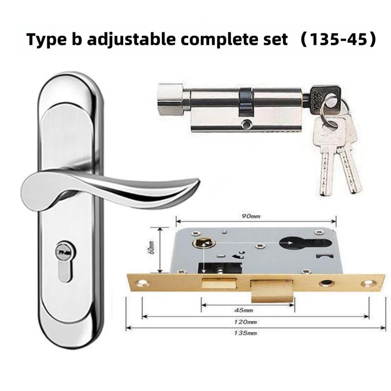 Universal Stainless Steel Indoor Door Lock Adjustable Wooden Door Handle for Bedroom Security Tamper-Free Household Safety