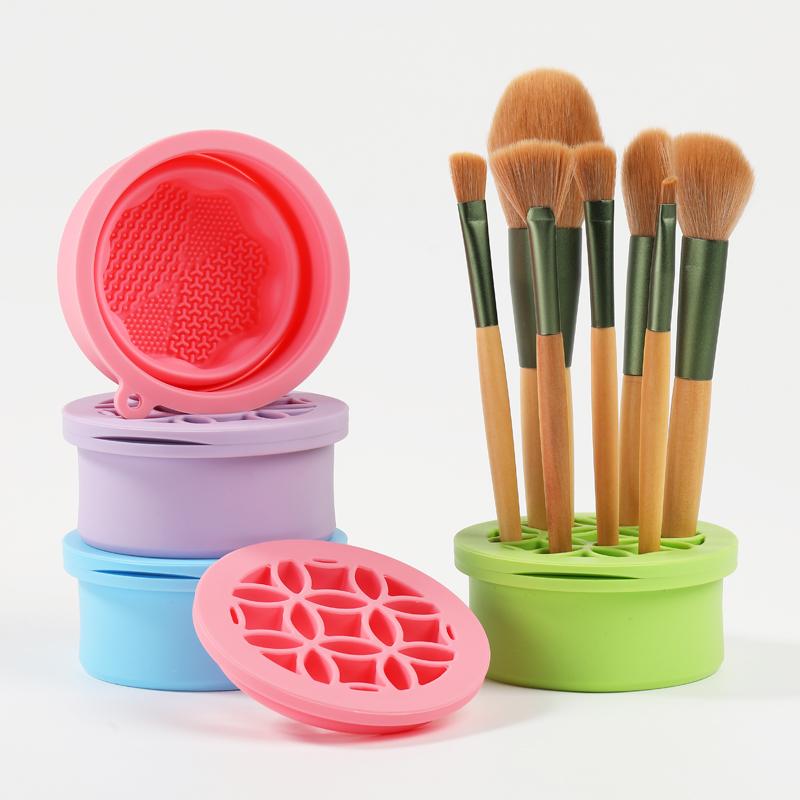 Multifunktions-Reinigungsbecher aus Silikon zum Zusammenklappen von Make-up-Pinseln. 2-in-1-Aufbewahrungsbecher zum Reinigen und Trocknen von Schönheits-Kosmetikpinsel-Peelingbecher