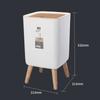 High Foot Trash Can Wood-Like Design Wooden Trash Bin Creative Press Dustbin  Bathroom