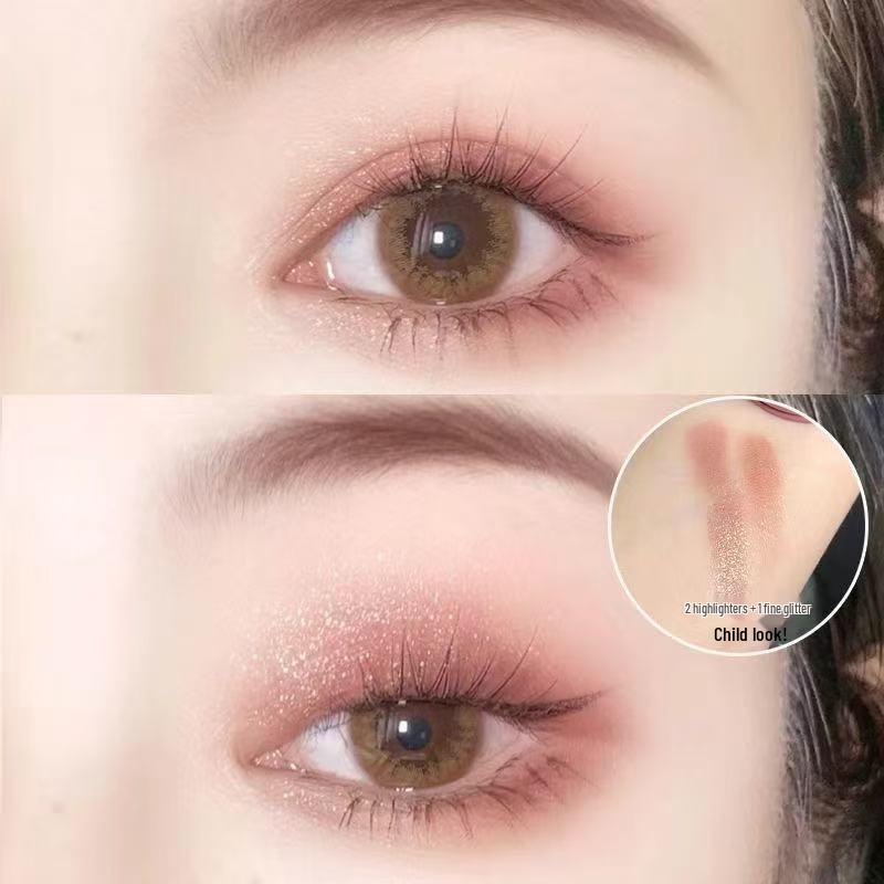 Breeze Drei-Farben Mattes Lidschatten: Erdige Milchtee & Perlmutt Schimmer Highlight Palette.