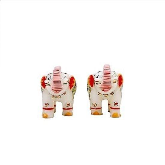 

Декоративная статуэтка слона для домашнего декора, дизайнерская мраморная статуэтка, пара слонов с золотой и красной отделкой минакари, украшение