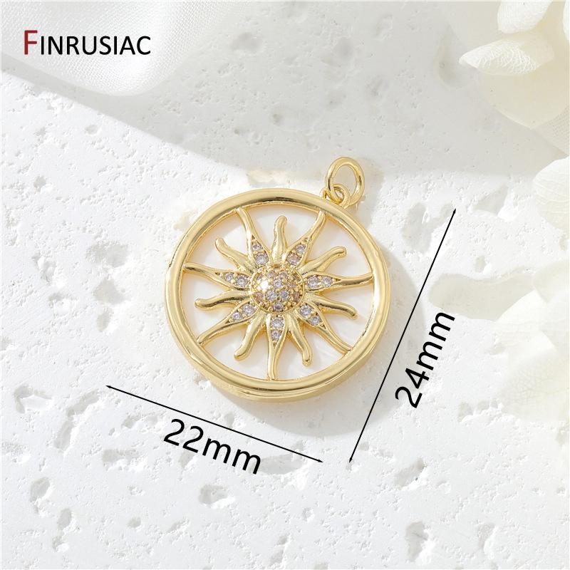 

14K Gold Plated Brass Inlaid Zircon Shield/Heart/Sun Charms For Jewelry Making High Quality DIY Necklace Jewelry Accessories 1 piece