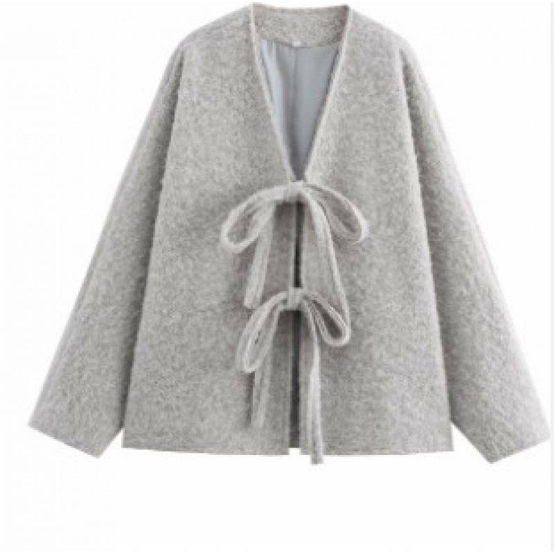 Trendy European and American Women s Casual Lace-Up Jacket Medium