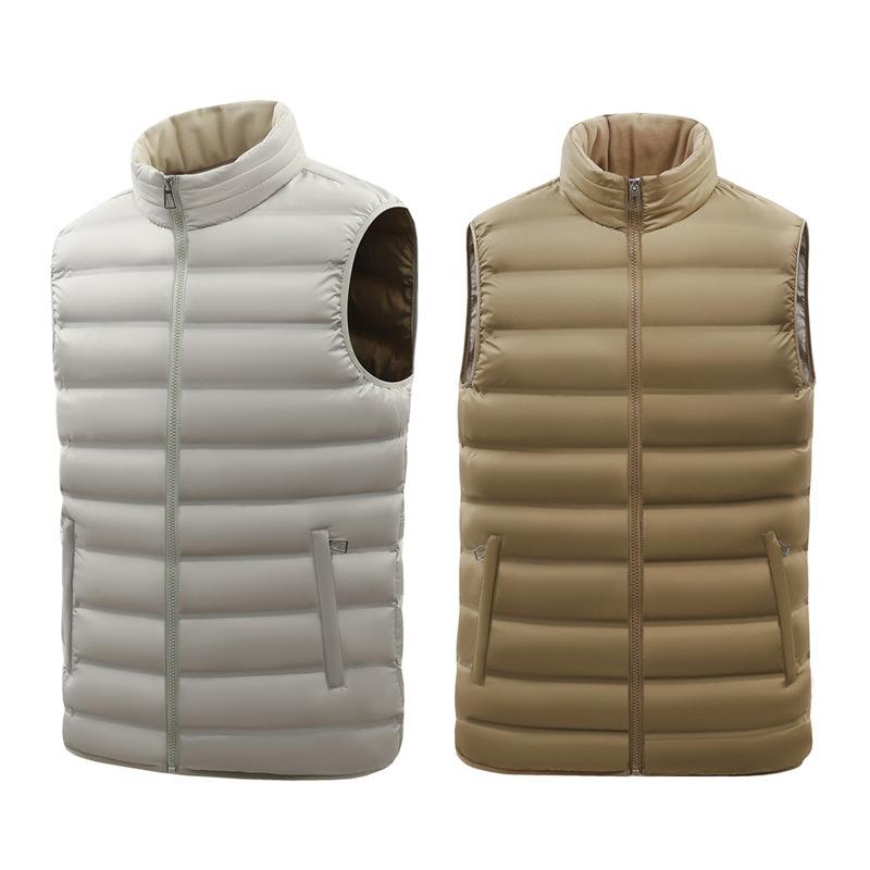 Men's Cotton Vest Can Store Light and Thin Stand-up Collar Jacket, Two-color Loose Vest Inside and Out