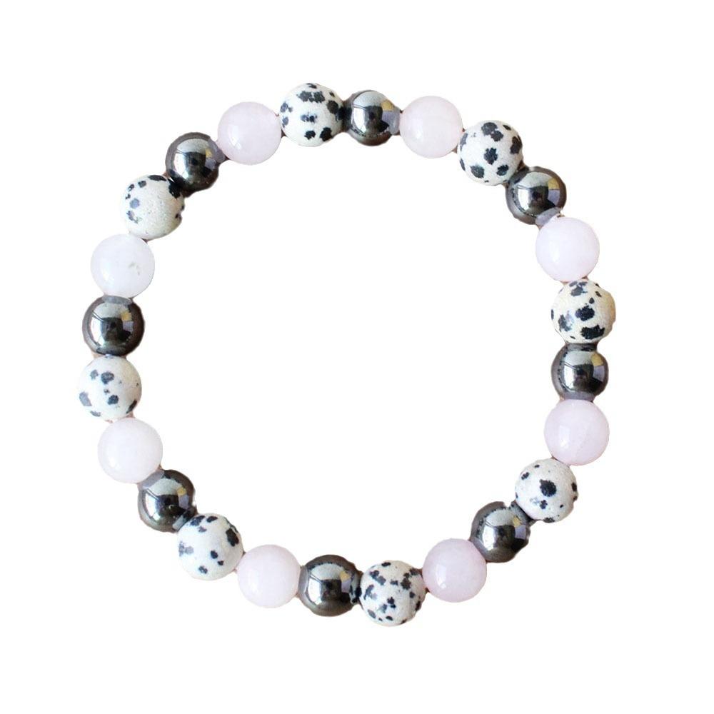 8mm Amazon rose quartz iron gallstone udan stone bracelet, unisex style, handcrafted beaded