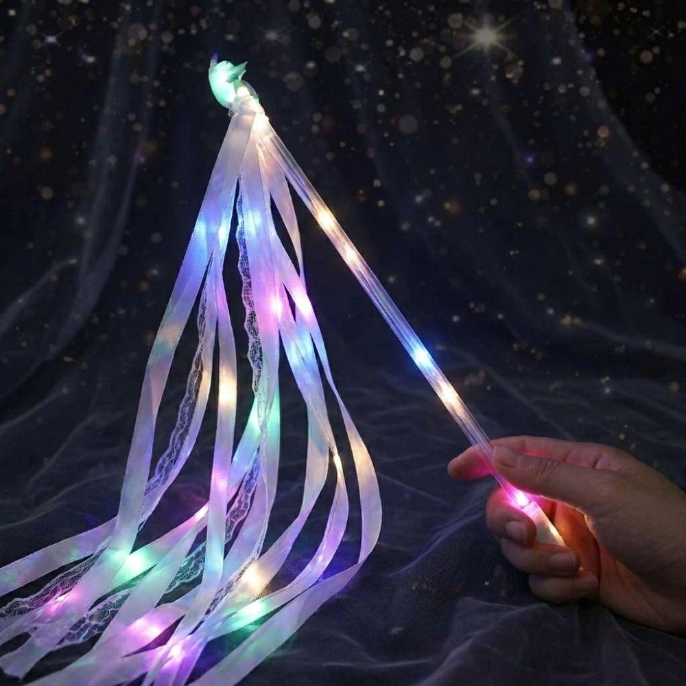 5PCS Glow Flash LED Light Up Fairy Sticks String Light Ribbon Hand Sticks Concert Raves