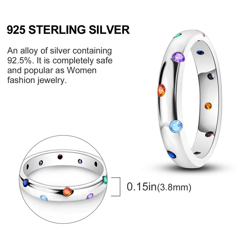 Originální stříbrný prsten 925 Barevné diamanty Zirkony Prsten na prst Pro ženy Šperky Svatební Zásnubní Dárek k narozeninám