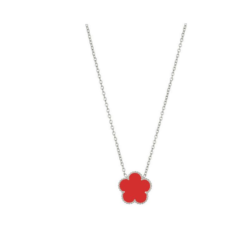 Lucky Five Flowers Clover Double Sided Pendant Necklaces For Women Girls Stainless Steel Simple Fashion Jewelry Accessories